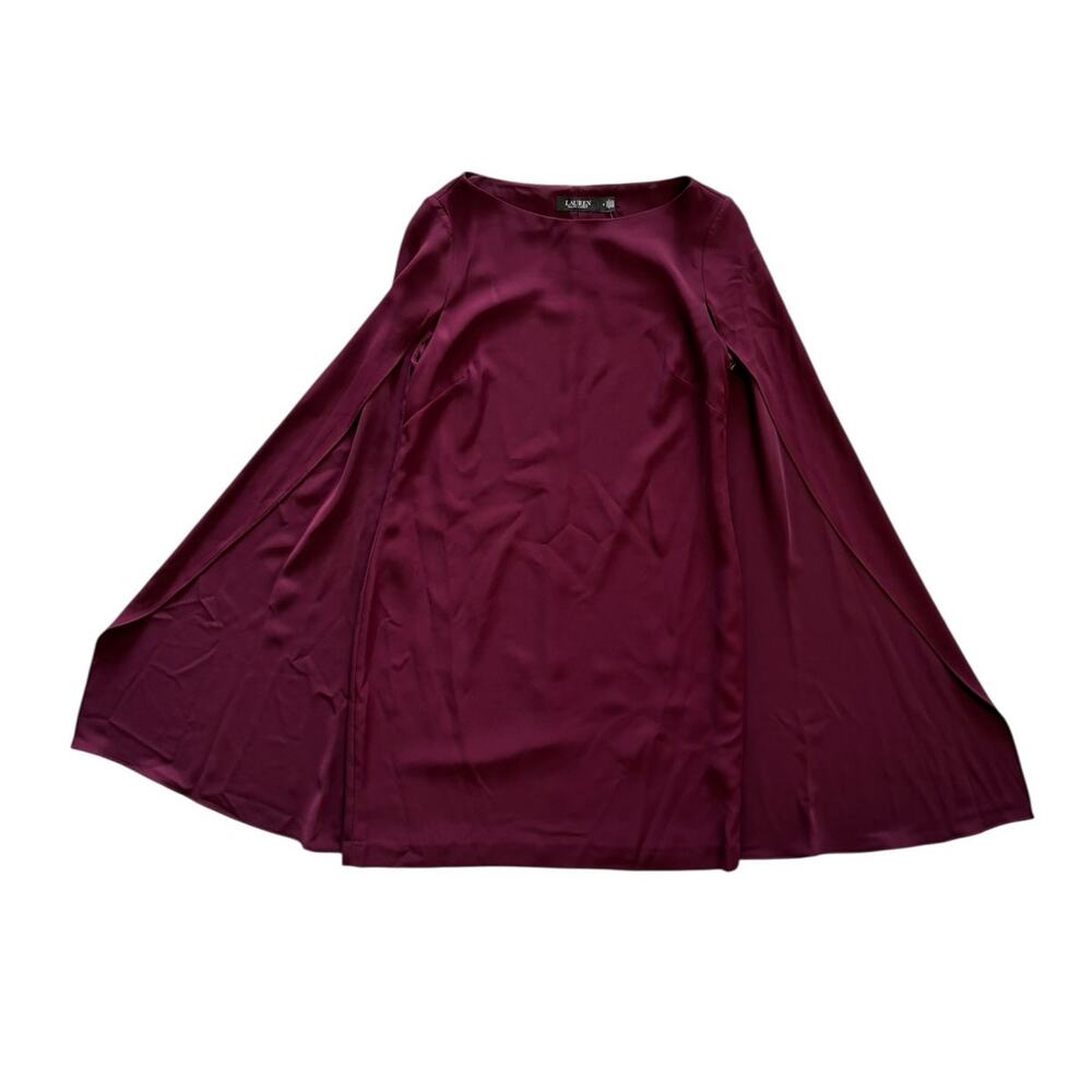 LAUREN RALPH LAUREN BURGUNDY CAPE DRESS NWT SIZE 6